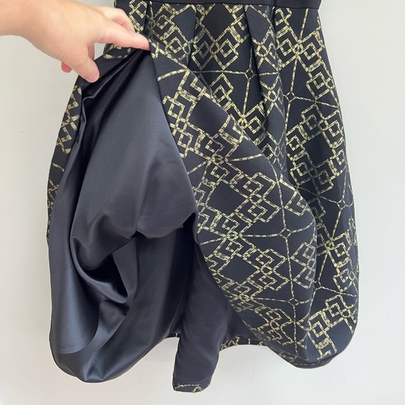Ted Baker London Flamie Jacquard Ballerina Black Gold Midi Sleeveless Dress, 6 - Picture 9 of 12